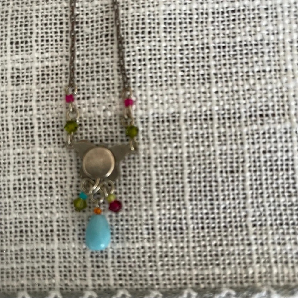 Firefly Vintage Colorful Butterfly Pendant Necklace - Length 15-1/2” - Picture 5 of 8